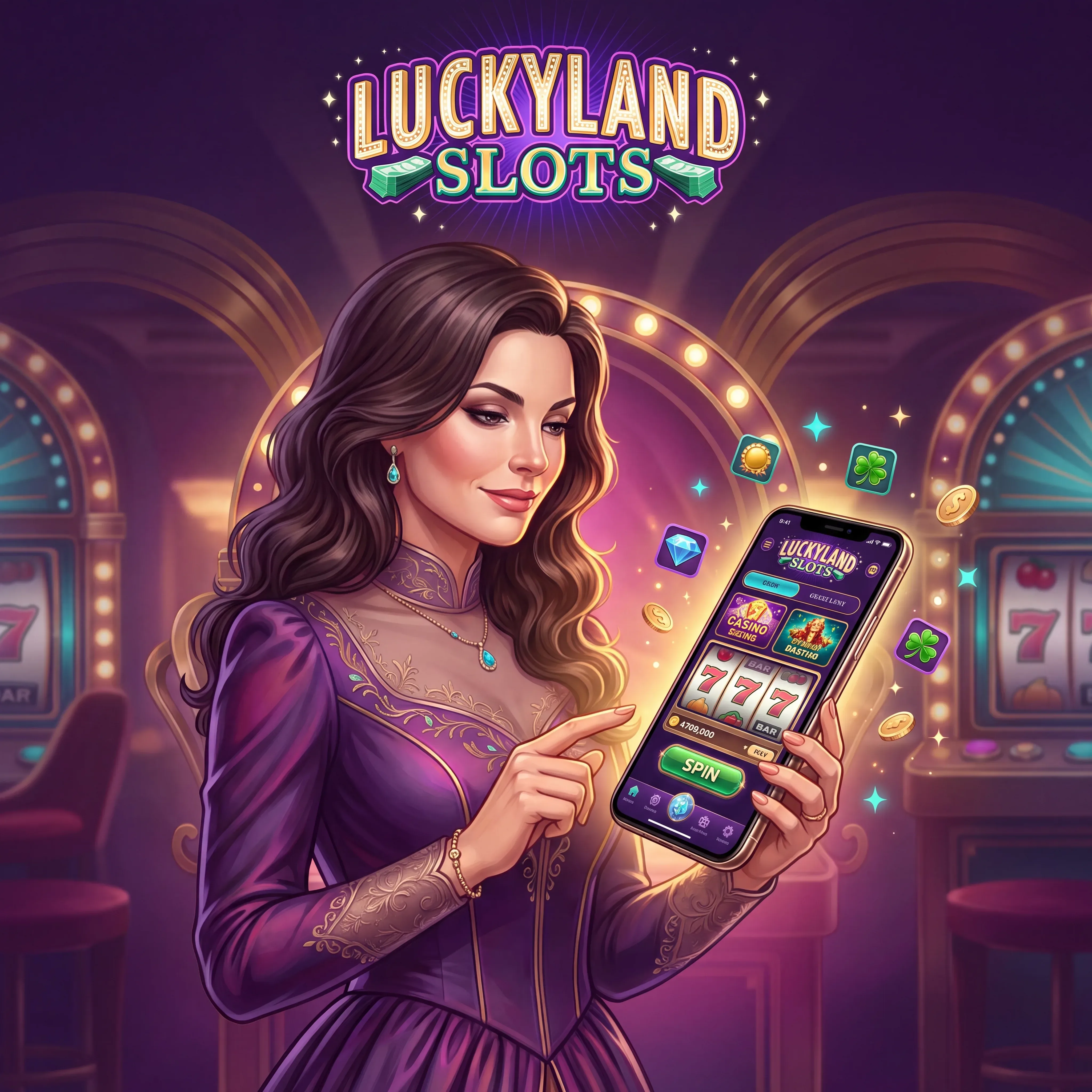 LuckyLand Slots — The mobile wallet shows GC and SC as different products
